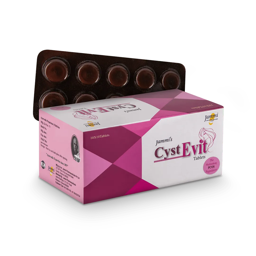 Cystevit Evit Tablets (10Tabs) – Ayurvedic Medicine for PCOS Jammi Pharma